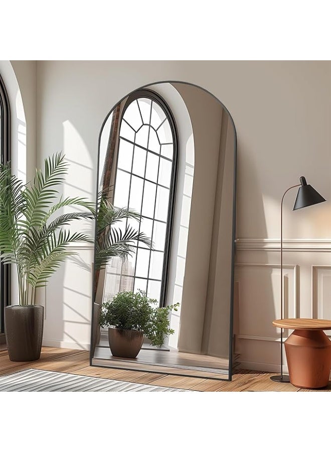 Vphom Arched Full-Length Floor Mirror 220x100 cm (86”x39”) – Oversized Black Arch Wall Mirror, Large Full Body Mirror for Bedroom, Living Room & Hallway, Modern Decorative Leaning or Wall-Mounted Mirror - Image 5